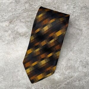Tino Cosma Necktie Mens‎ OS Brown Geometric Silk Made in Italy